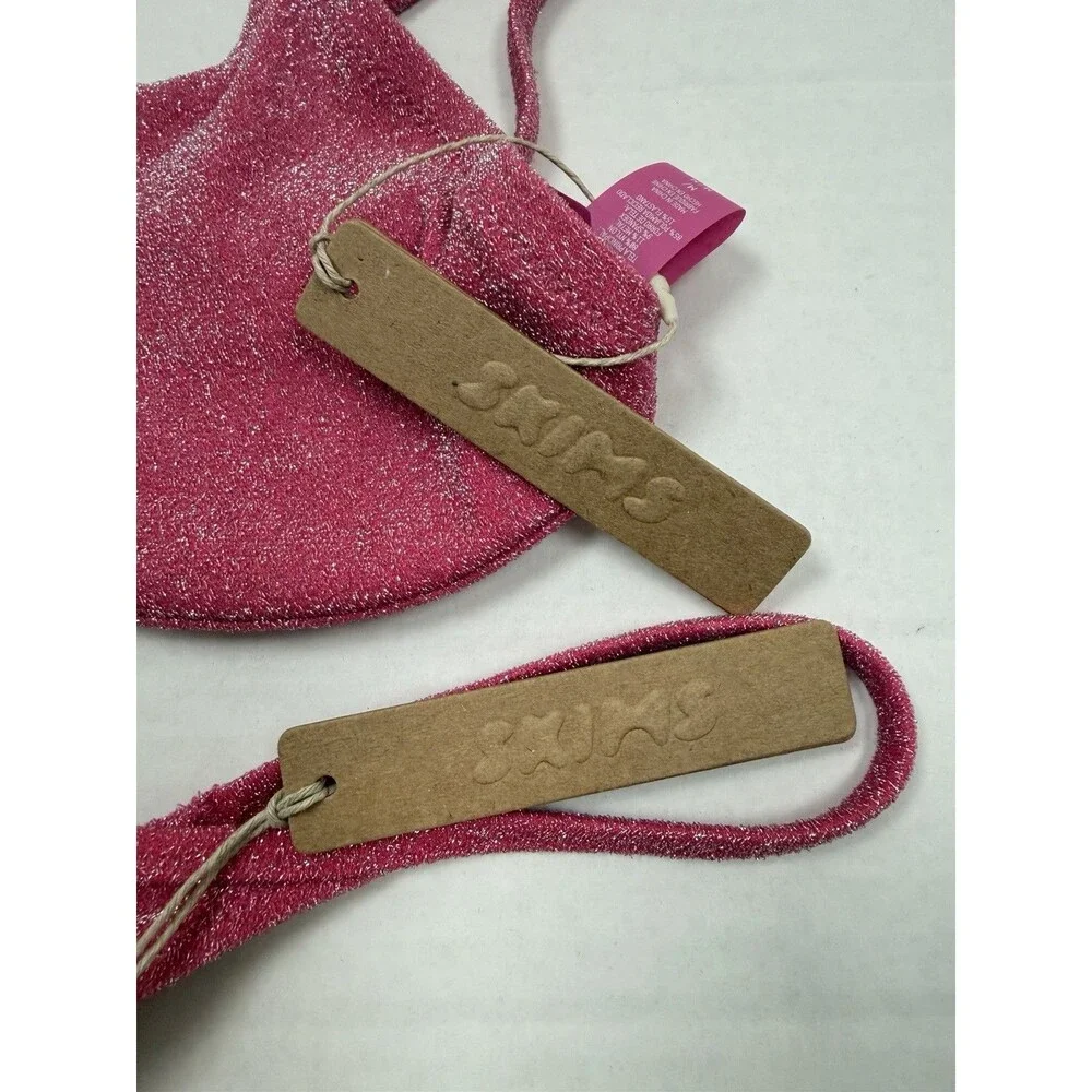 SKIMS Giltter Triangle Bikini Set Magenta Medium